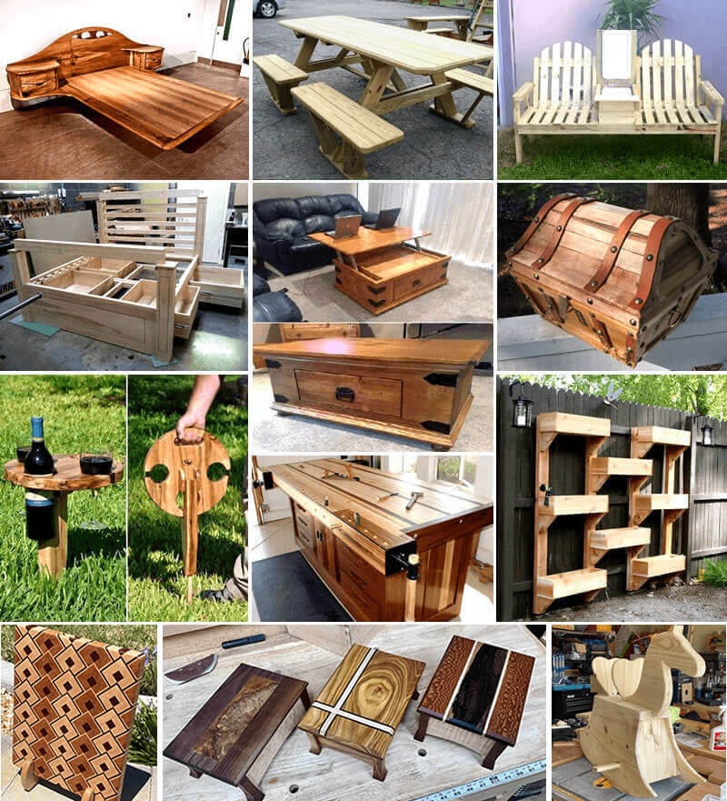 Sample of woodworking projects buildable from Ted's Woodworking plans - furniture, benches, storage, and outdoor builds